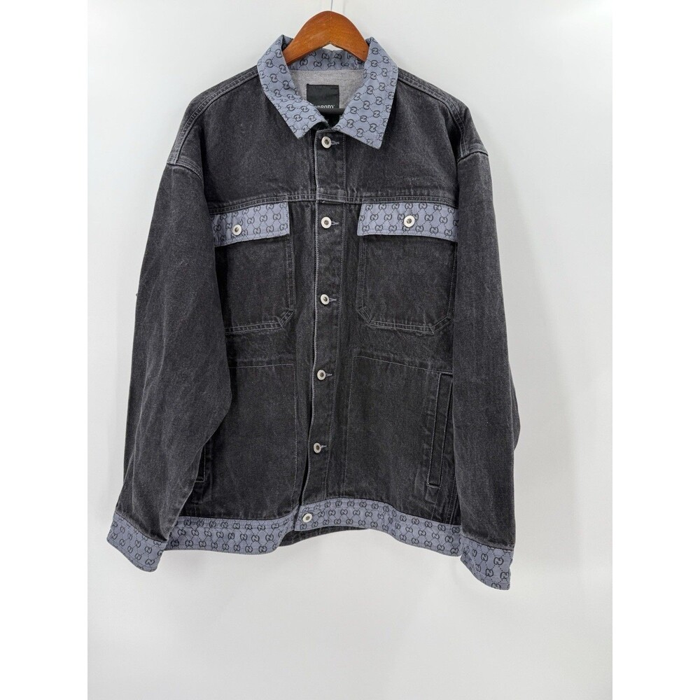 Rare Vintage GodBody GG Designer Monogram Streetwear Hip Hop Denim Jacket Sz XL